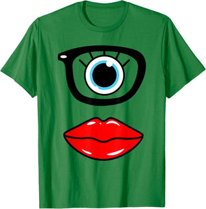 Monster Face Wearing Nerd Glasses Costume Birthday Halloween T-Shirt - T-Shirt | Irish Green