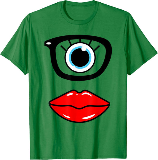 Monster Face Wearing Nerd Glasses Costume Birthday Halloween T-Shirt - T-Shirt | Irish Green