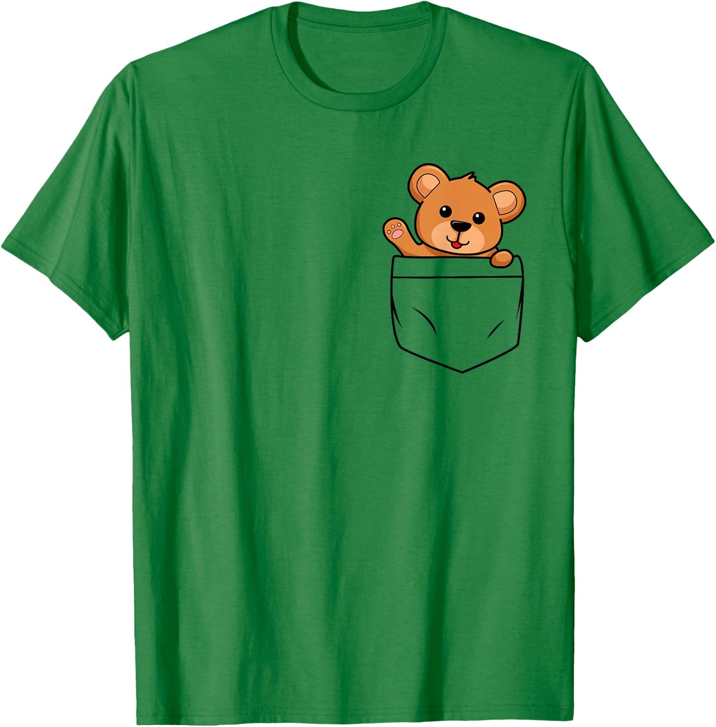 Teddy Bear in Breast Pocket Funny Cute Bears Men Women Kids T-Shirt - T-Shirt | Irish Green