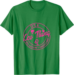 Pink Vintage Leo Things Zodiac Gift Horoscope T-Shirt - T-Shirt | Irish Green