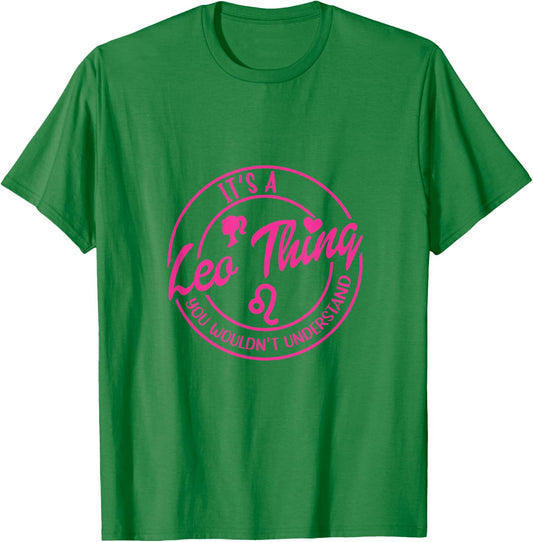 Pink Vintage Leo Things Zodiac Gift Horoscope T-Shirt - T-Shirt | Irish Green