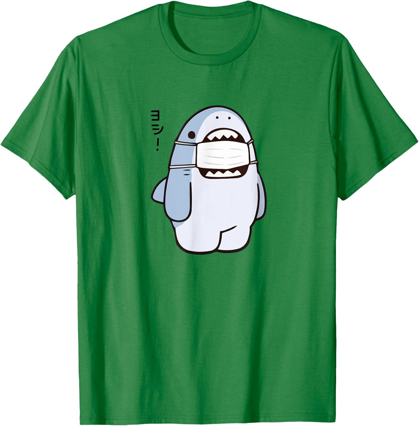 Cute Shark Says "Yoshi" Good/Alright, Japanese Kawaii Anime T-Shirt - T-Shirt | Irish Green