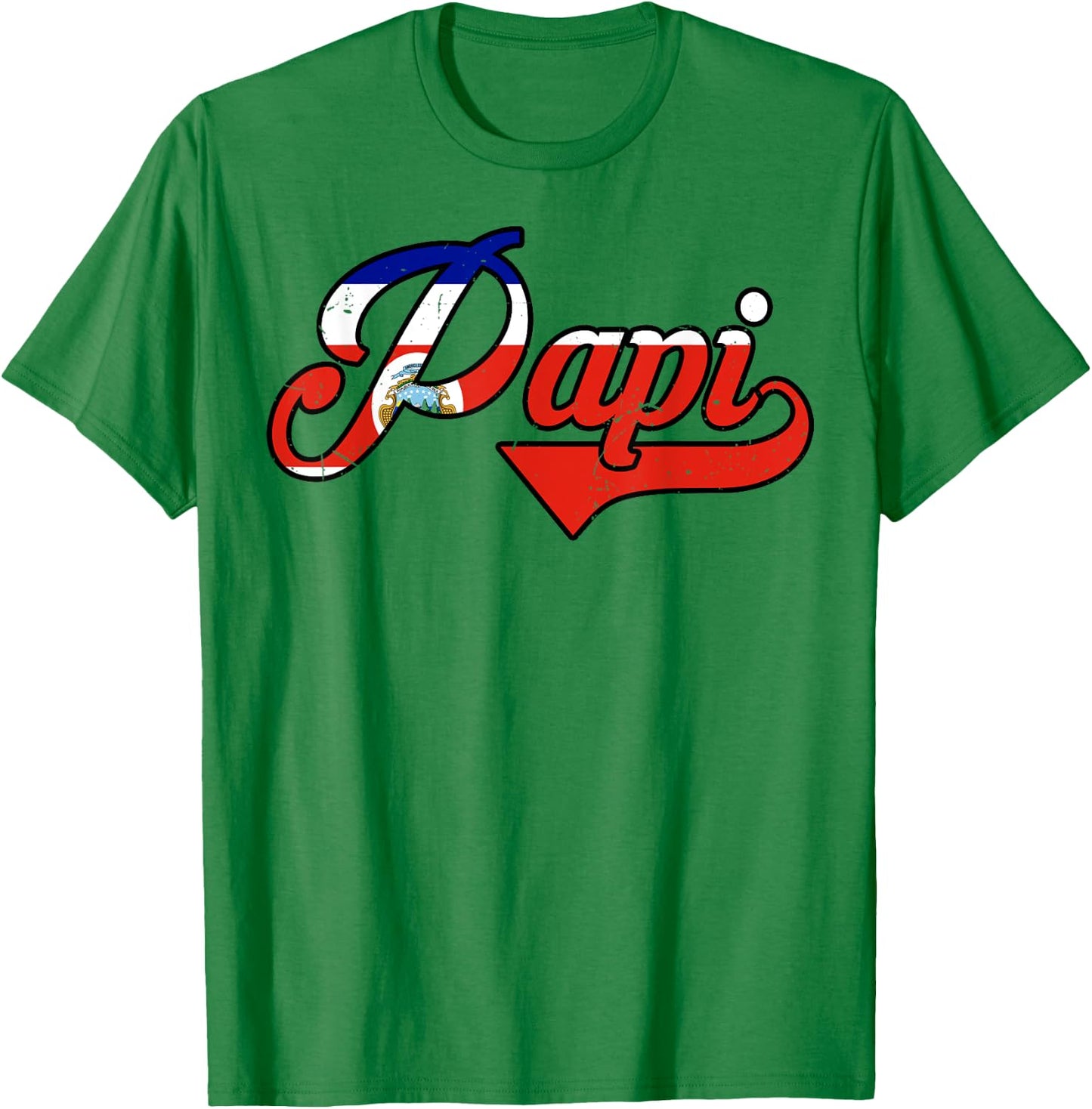 Papi Costa Rica Flag Rican Dad Father Day Hispanic Heritage T-Shirt - T-Shirt | Irish Green