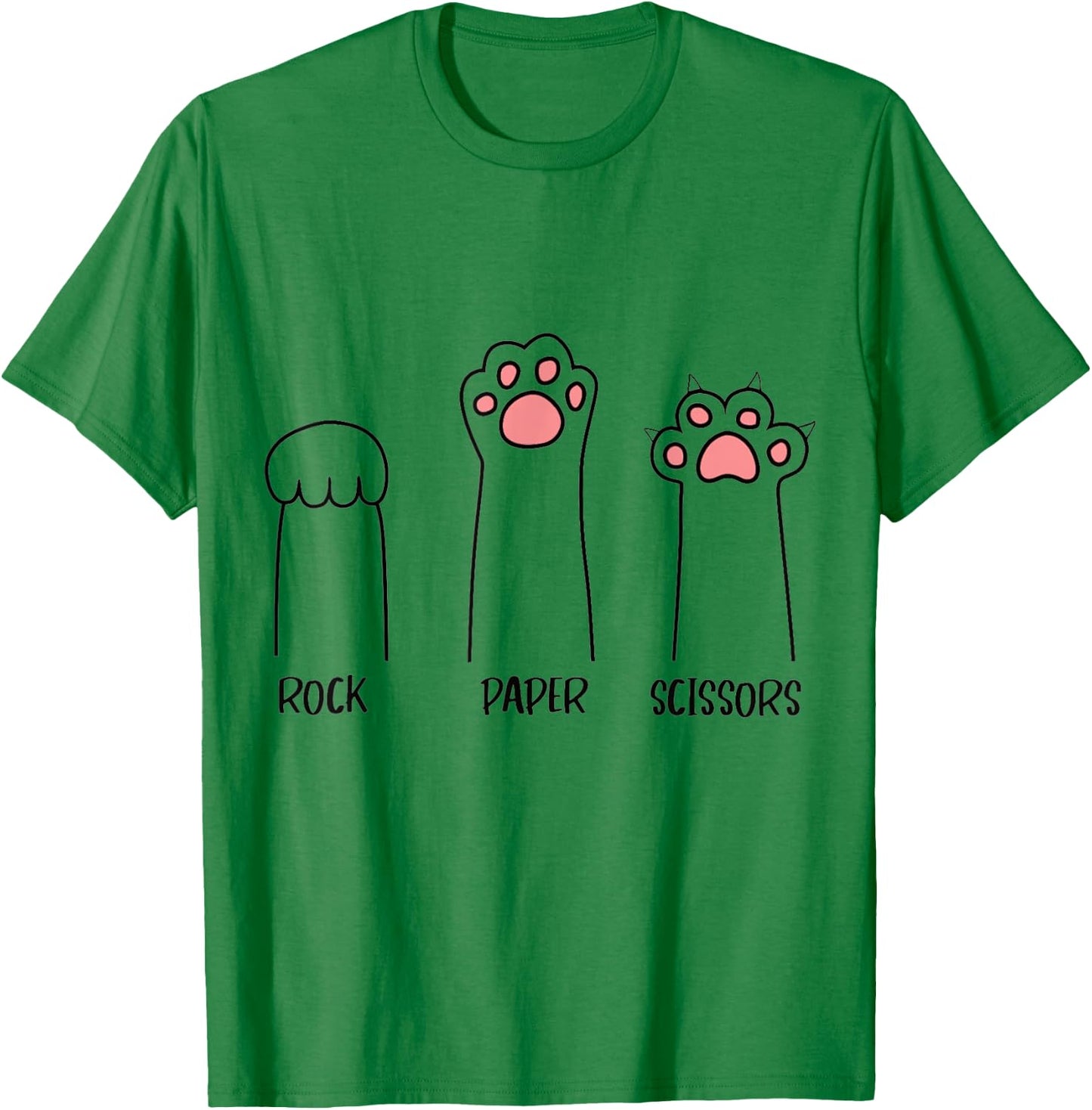 Rock Paper Scissors Hand Game Cute Paw Funny Cat Women Kids T-Shirt - T-Shirt | Irish Green
