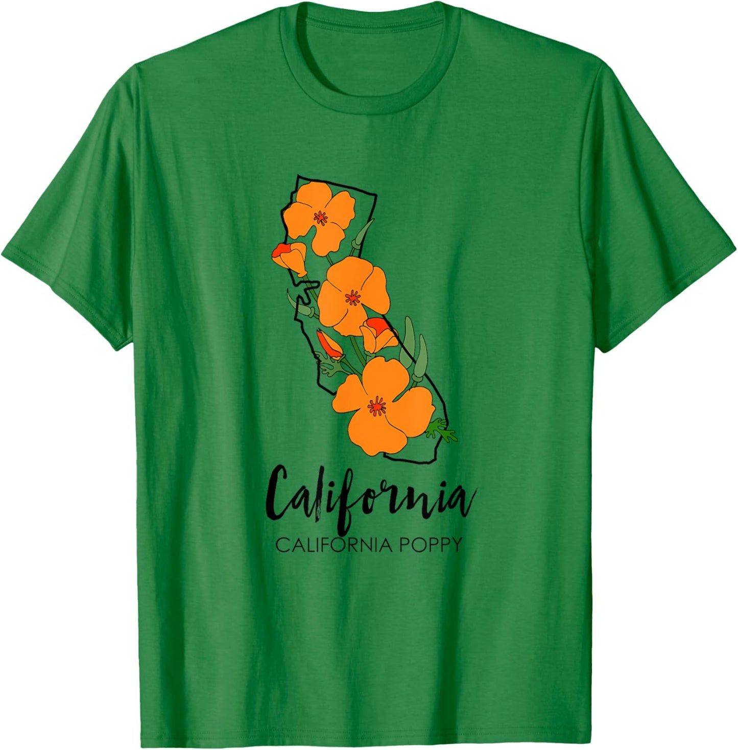 California Poppy Flower T-Shirt - T-Shirt | Irish Green