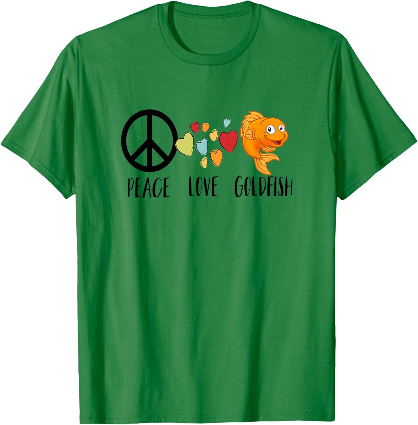 Funny Goldfish Shirt for Kids Moms Peace Love Goldfish Gifts T-Shirt - T-Shirt | Irish Green