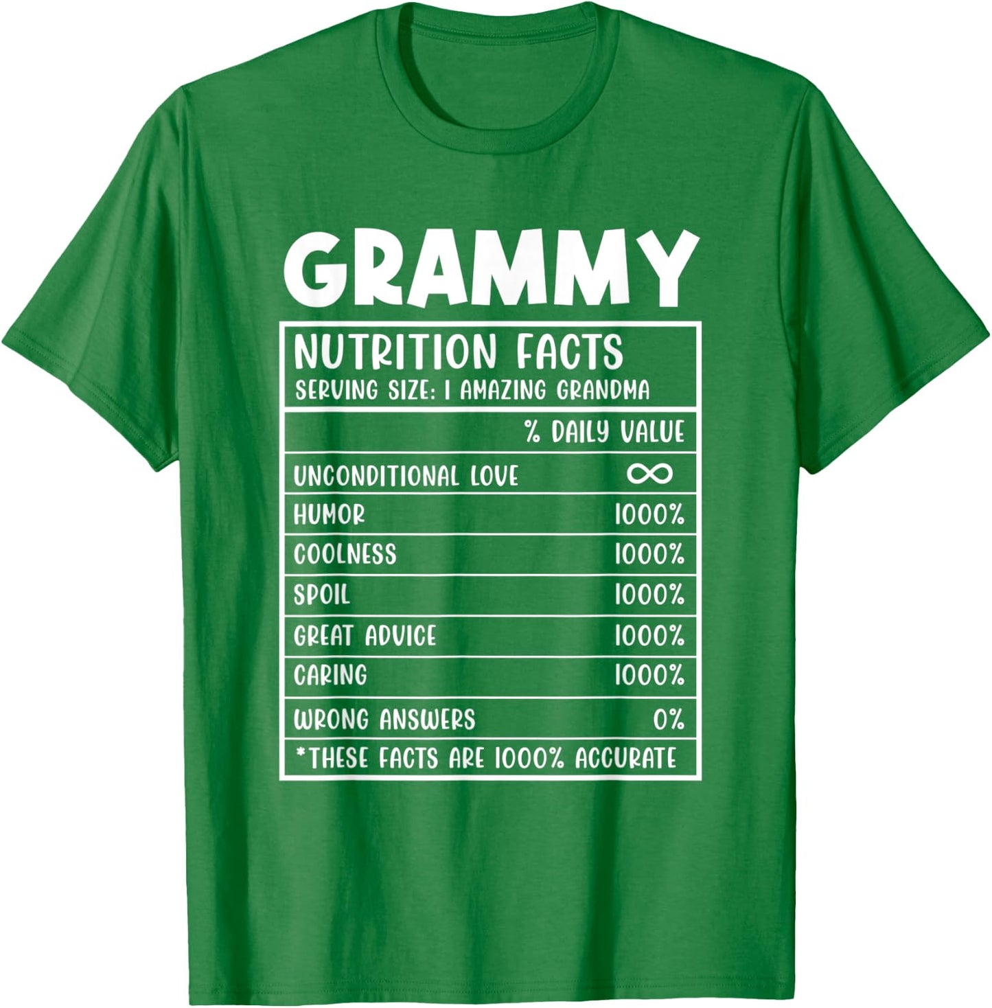 Grammy Nutrition Facts Pink Ribbon Breast Cancer Awareness T-Shirt - T-Shirt | Irish Green
