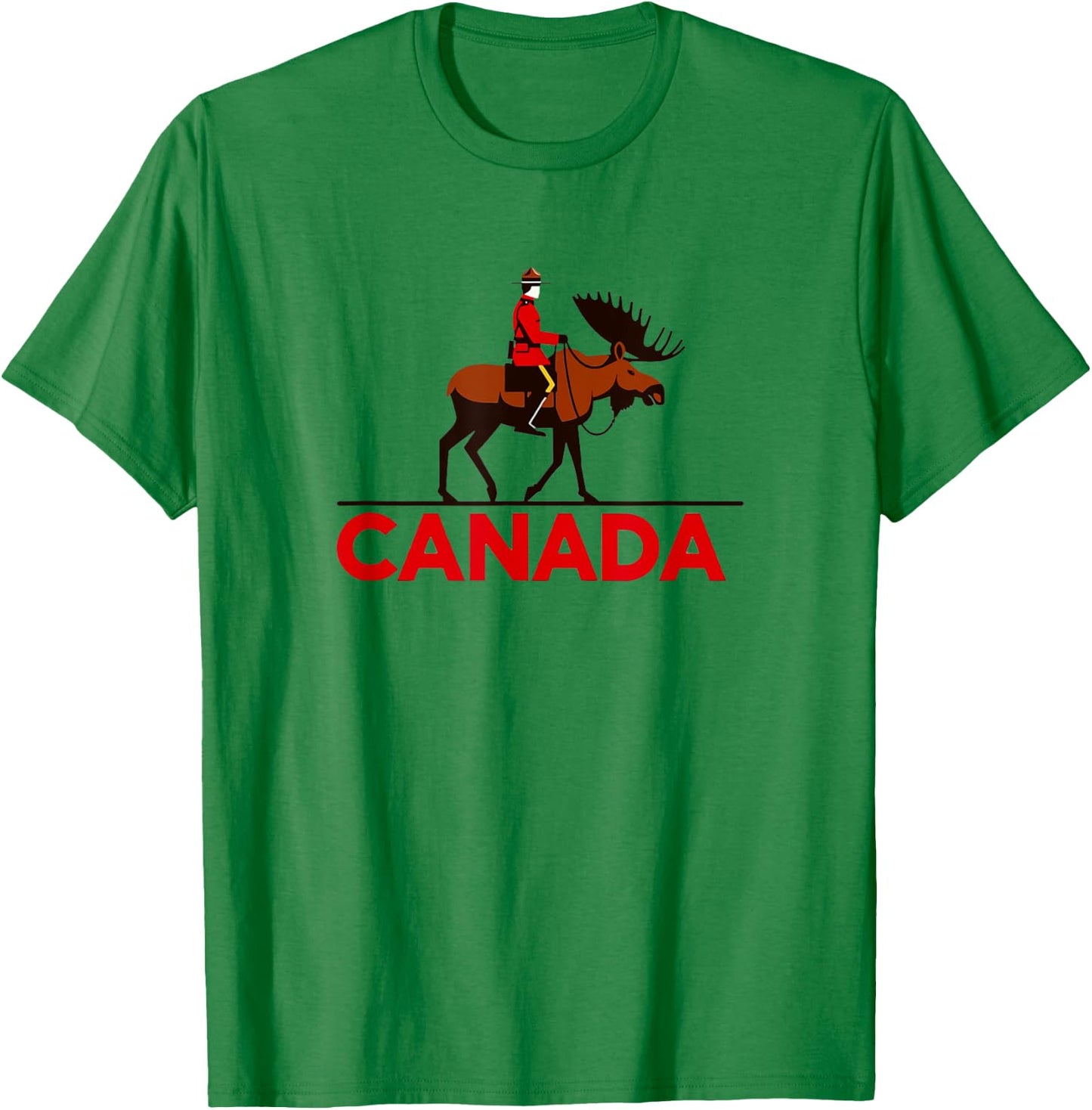 Iconic Mounted Police and Moose - Classic Canadian Pride T-Shirt - T-Shirt | Irish Green