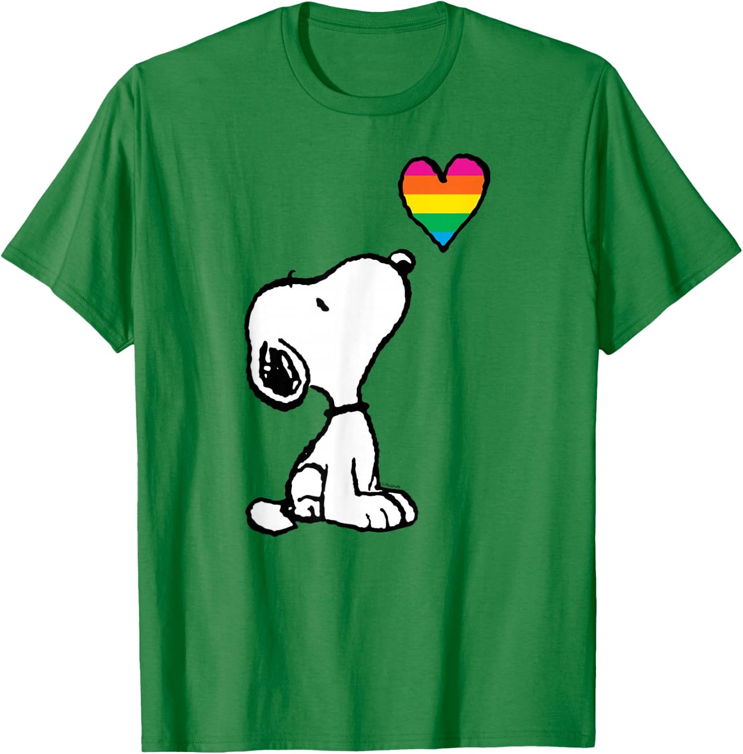 Peanuts - Snoopy Pride Month Rainbow Heart T-Shirt - T-Shirt | Irish Green