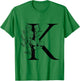 Beautiful Black Letter K Flowers Initial Floral Monogram T-Shirt - T-Shirt | Irish Green