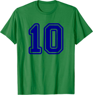 Blue Sports Team Number 10 T-Shirt - T-Shirt | Irish Green