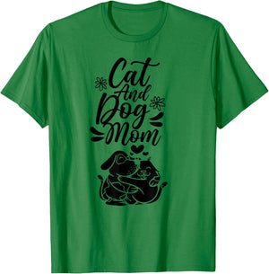 Cat And Dog Mom Dogs Lover Cats Mother Mommy Mama Mother's Men Women T-Shirt - T-Shirt | Irish Green