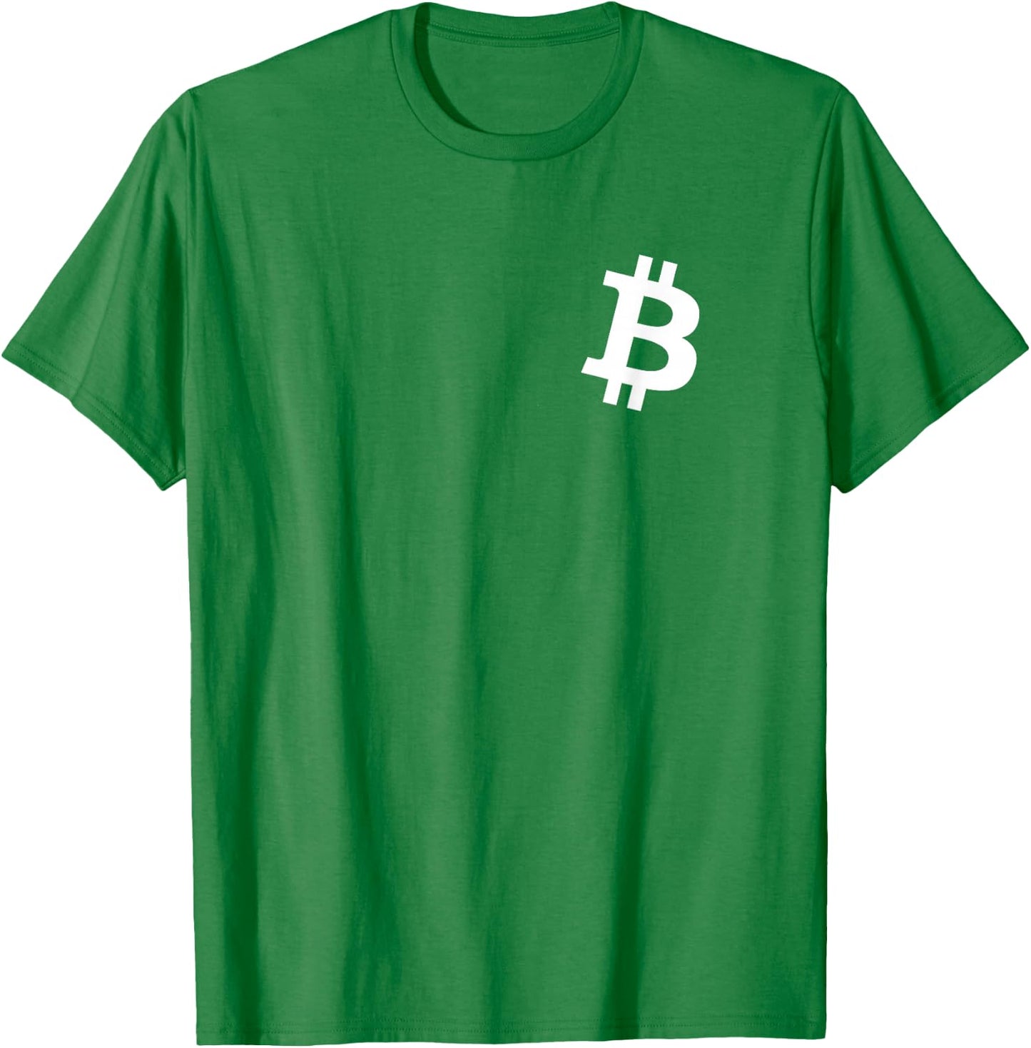 Orange Bitcoin Symbol Small Breast Pocket White Text BTC T-Shirt - T-Shirt | Irish Green