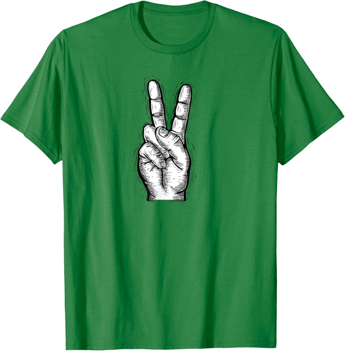 Peace Sign Hand Signal Hand Illustration Vintage T-Shirt - T-Shirt | Irish Green