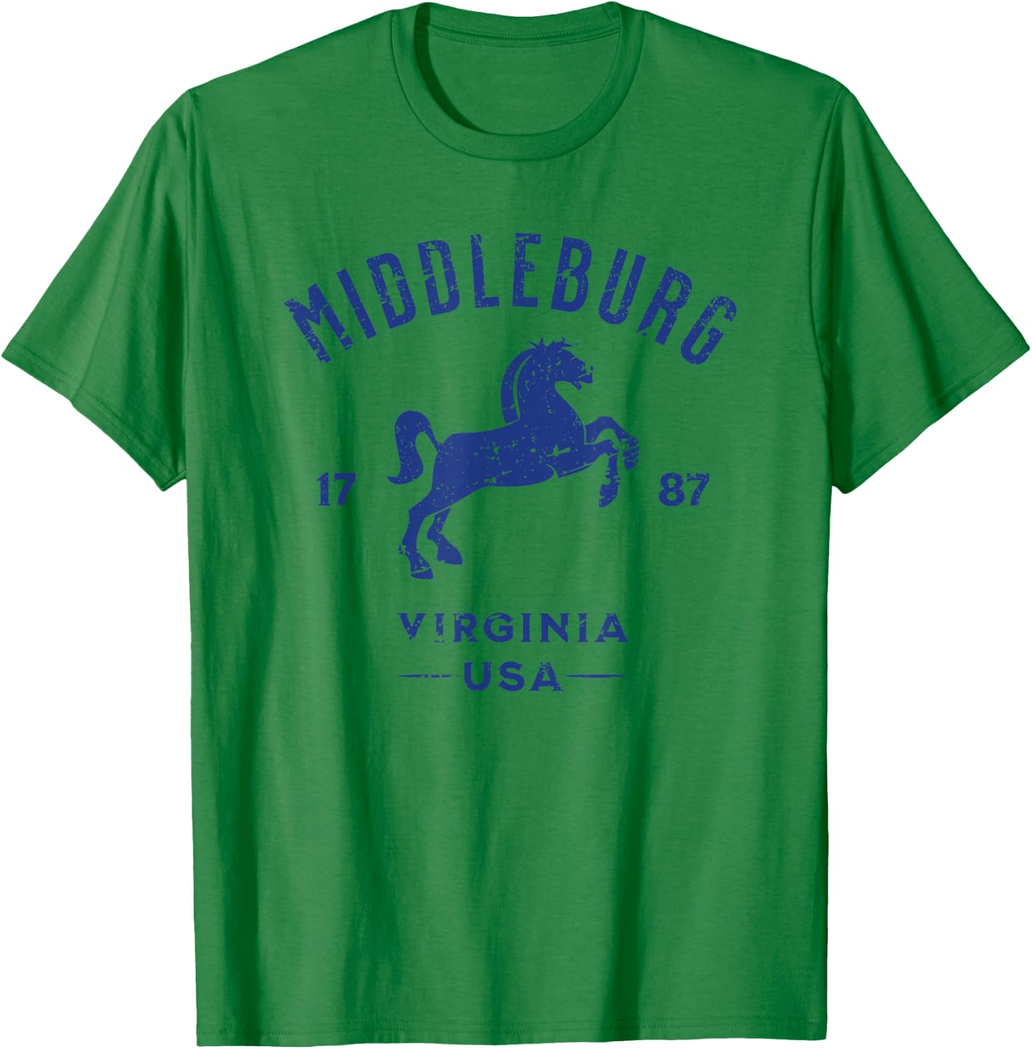 Middleburg Virginia USA Equestrian Horse Distressed Design T-Shirt - T-Shirt | Irish Green