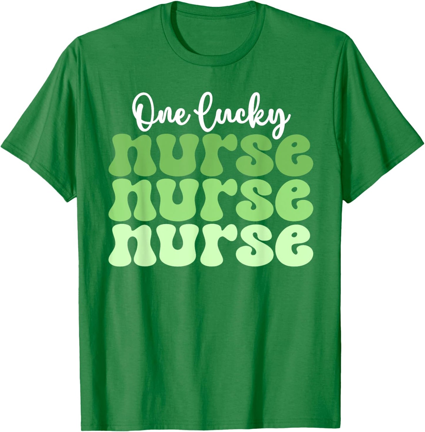 One Lucky Nurse Nicu Er Icu Peds Retro St Patricks Day Nurse T-Shirt - T-Shirt | Irish Green