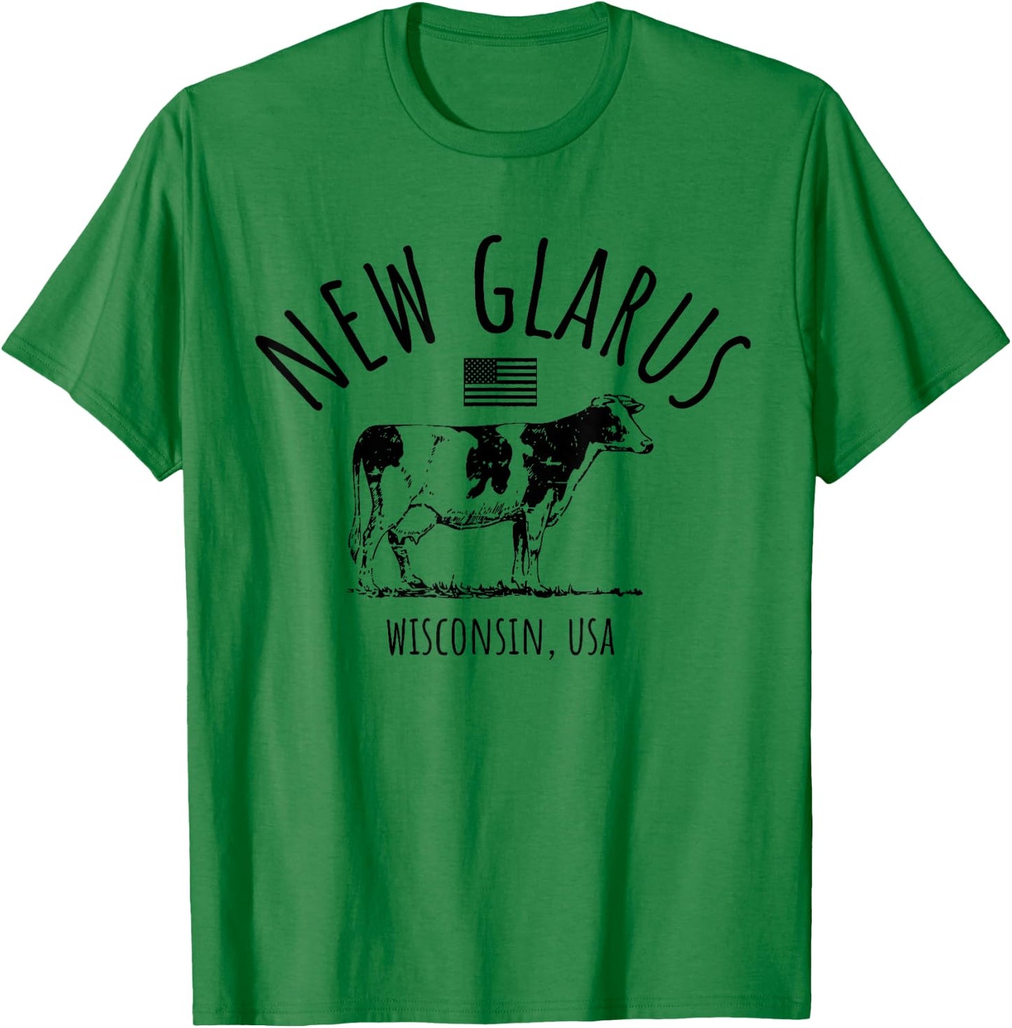 New Glarus Wisconsin USA Retro Cow Vintage Style Design T-Shirt - T-Shirt | Irish Green