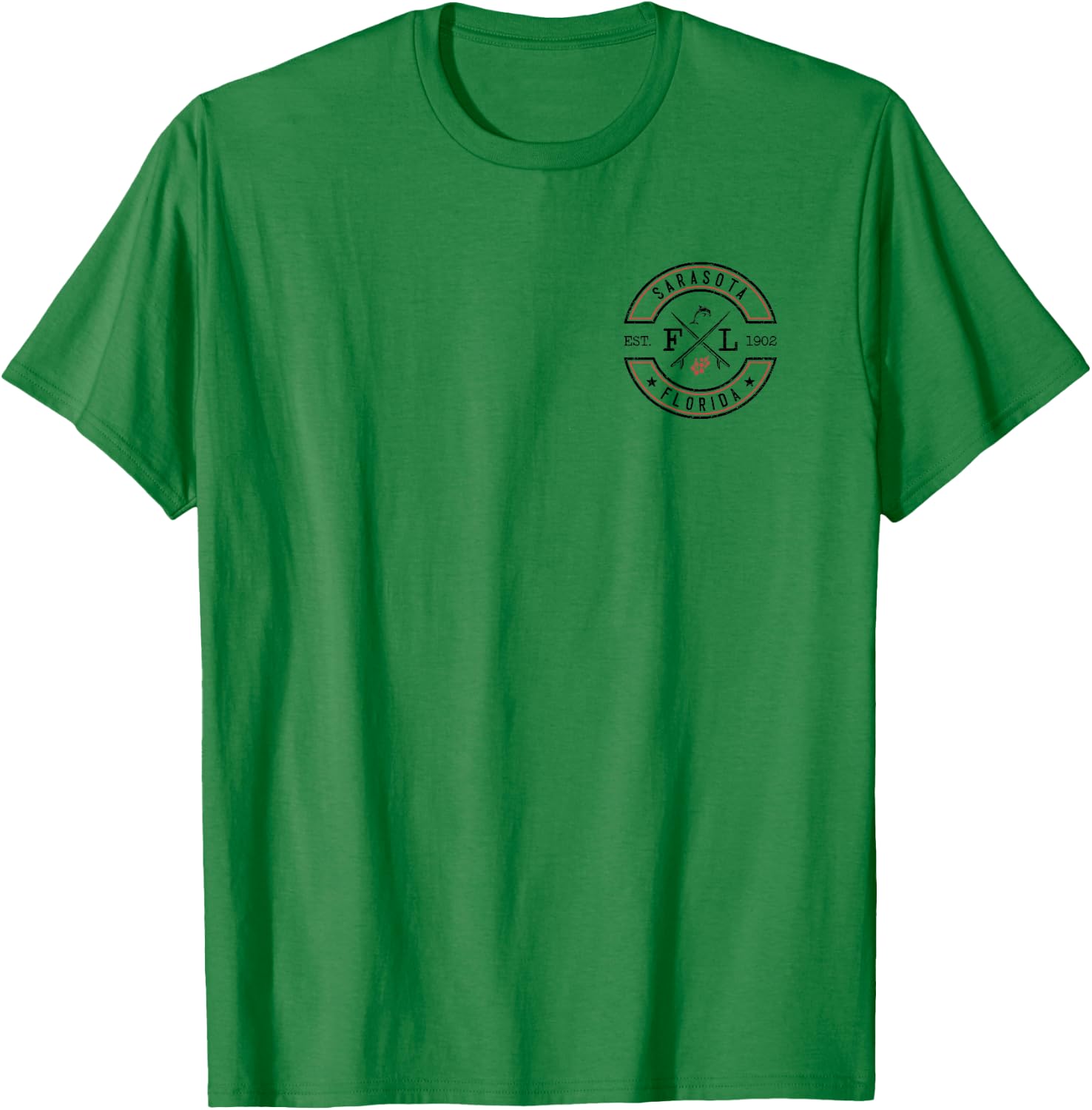 Sarasota Florida FL Retro Surfer Front & Back T-Shirt - T-Shirt | Irish Green