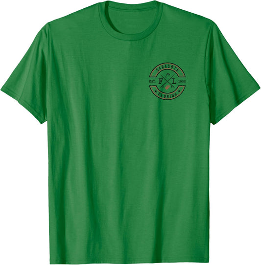 Sarasota Florida FL Retro Surfer Front & Back T-Shirt - T-Shirt | Irish Green