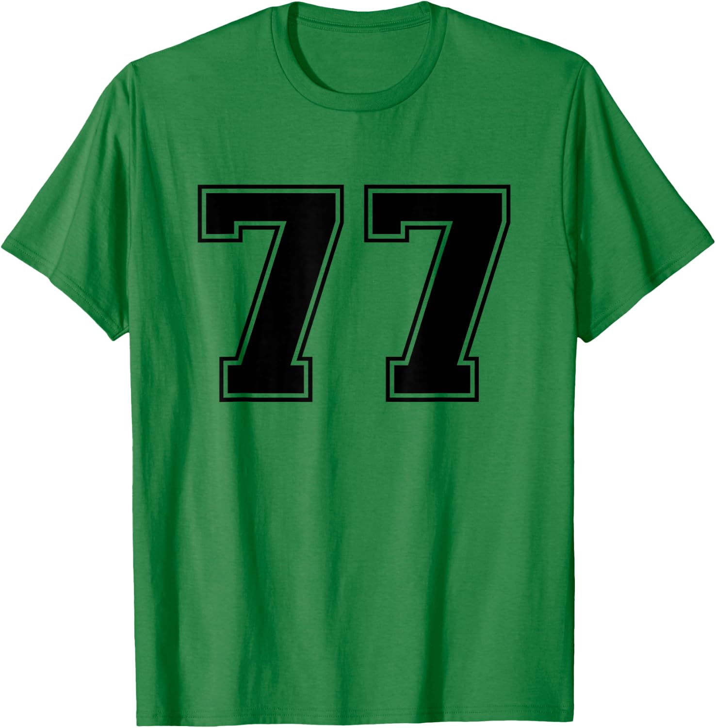 Black Sports Team Number 77 T-Shirt - T-Shirt | Irish Green