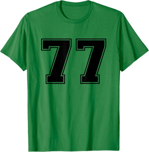 Black Sports Team Number 77 T-Shirt - T-Shirt | Irish Green