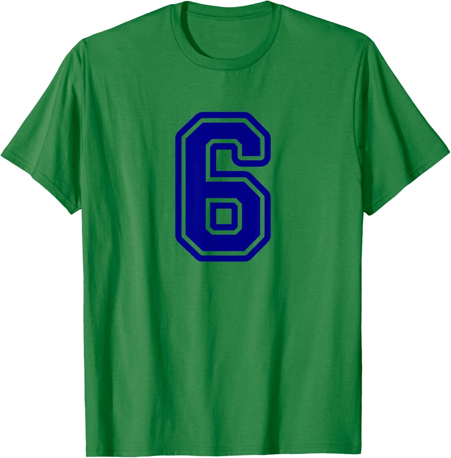 Blue Sports Team Number #6 T-Shirt - T-Shirt | Irish Green