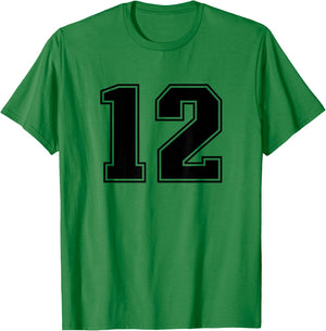 Black Sports Team Number #12 T-Shirt - T-Shirt | Irish Green