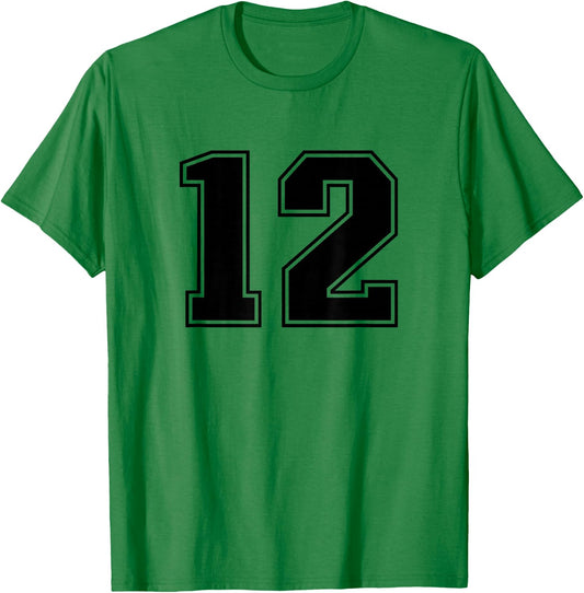 Black Sports Team Number #12 T-Shirt - T-Shirt | Irish Green