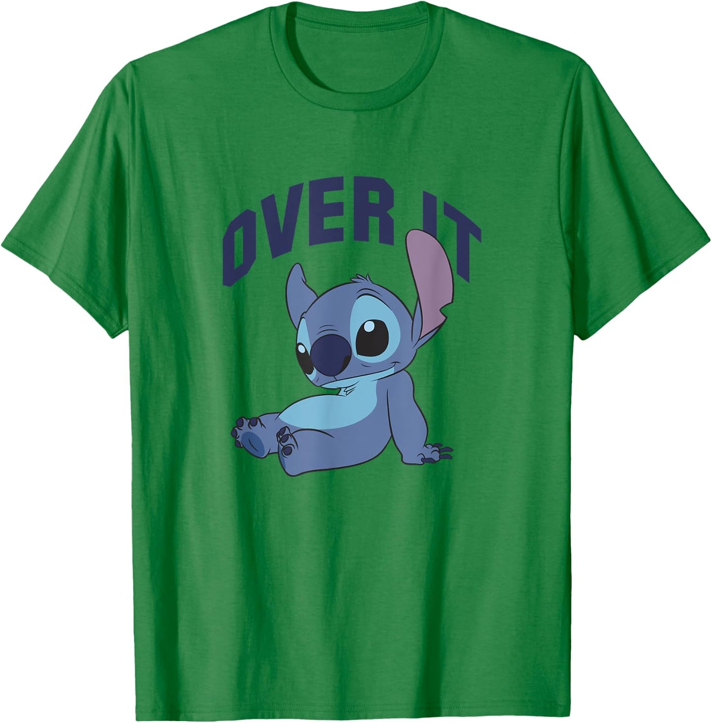 Disney Lilo & Stitch Over It Not In The Mood Big Chest Logo T-Shirt - T-Shirt | Irish Green
