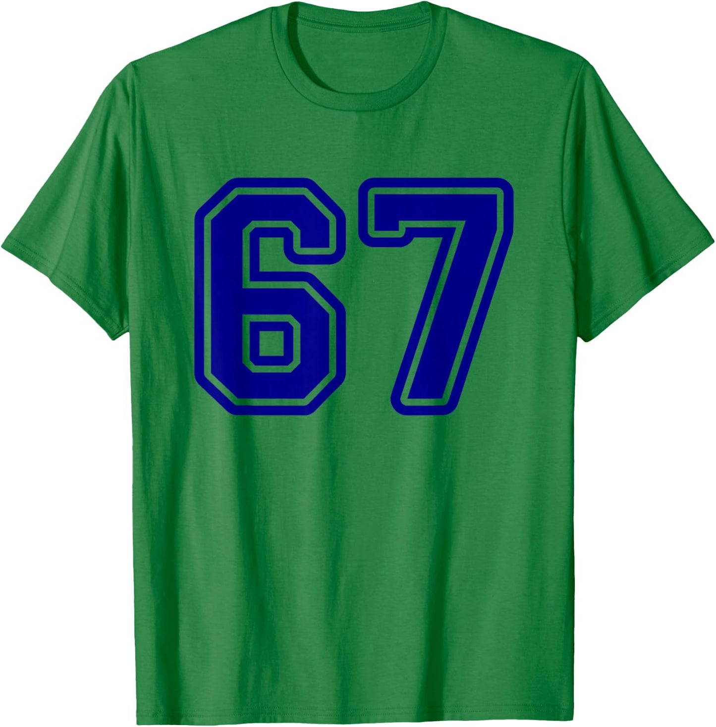 Blue Sports Team Number #67 T-Shirt - T-Shirt | Irish Green