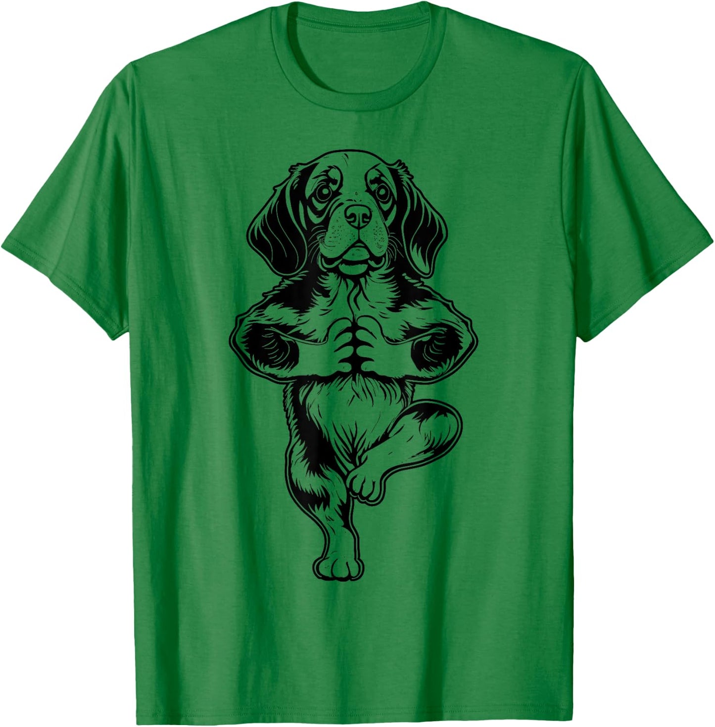 Beagle Yoga Puppy Dog Funny Dogs Tree Pose Vrikshasana T-Shirt - T-Shirt | Irish Green