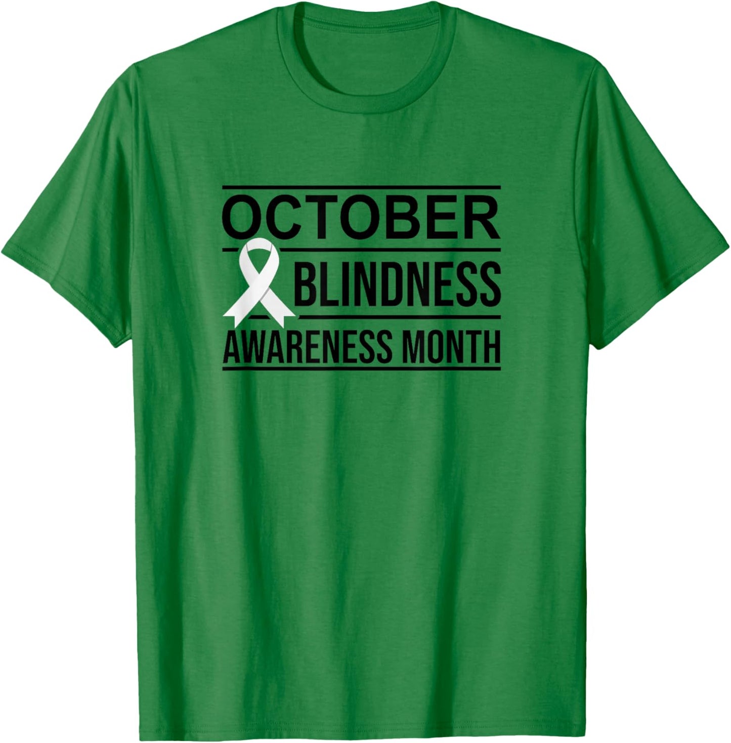 White Ribbon Blindness Awareness T-Shirt - T-Shirt | Irish Green