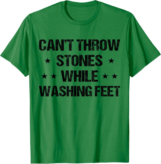 Cant throw stones while washing feet Men Dad Jesus Christian T-Shirt - T-Shirt | Irish Green