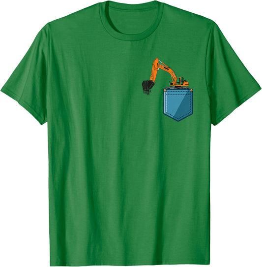 Construction Excavator Shirt for Boys Girls Men and Women T-Shirt - T-Shirt | Irish Green