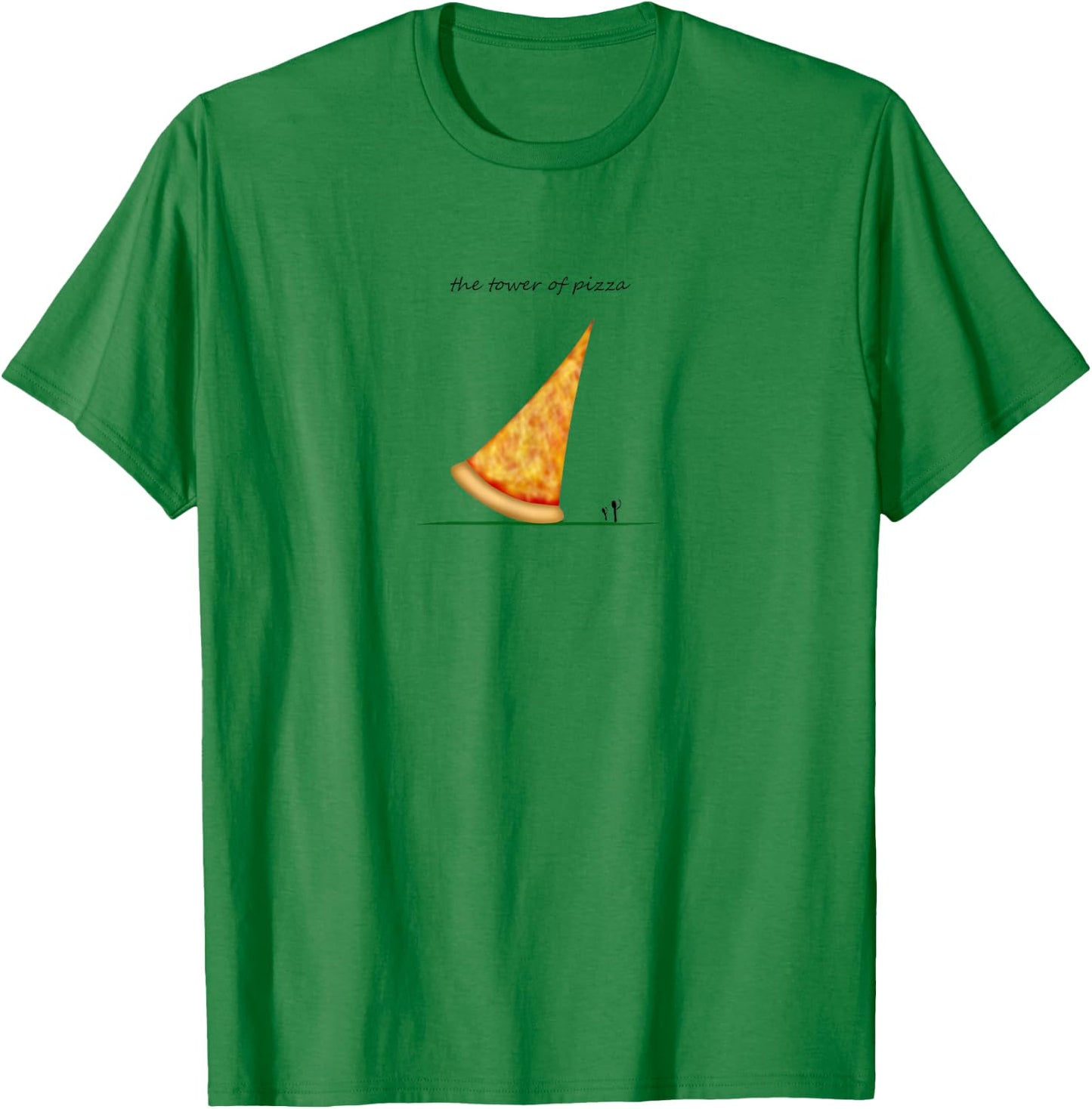 Tower of pizza, funny Italian tower of Pisa TGIF foodie pun T-Shirt - T-Shirt | Irish Green