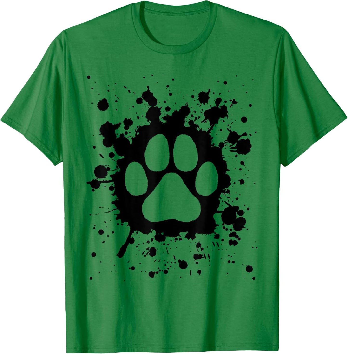 Cat Dog Paw Print Black Splatter Pet Lover Men Women Girls Kids T-Shirt - T-Shirt | Irish Green