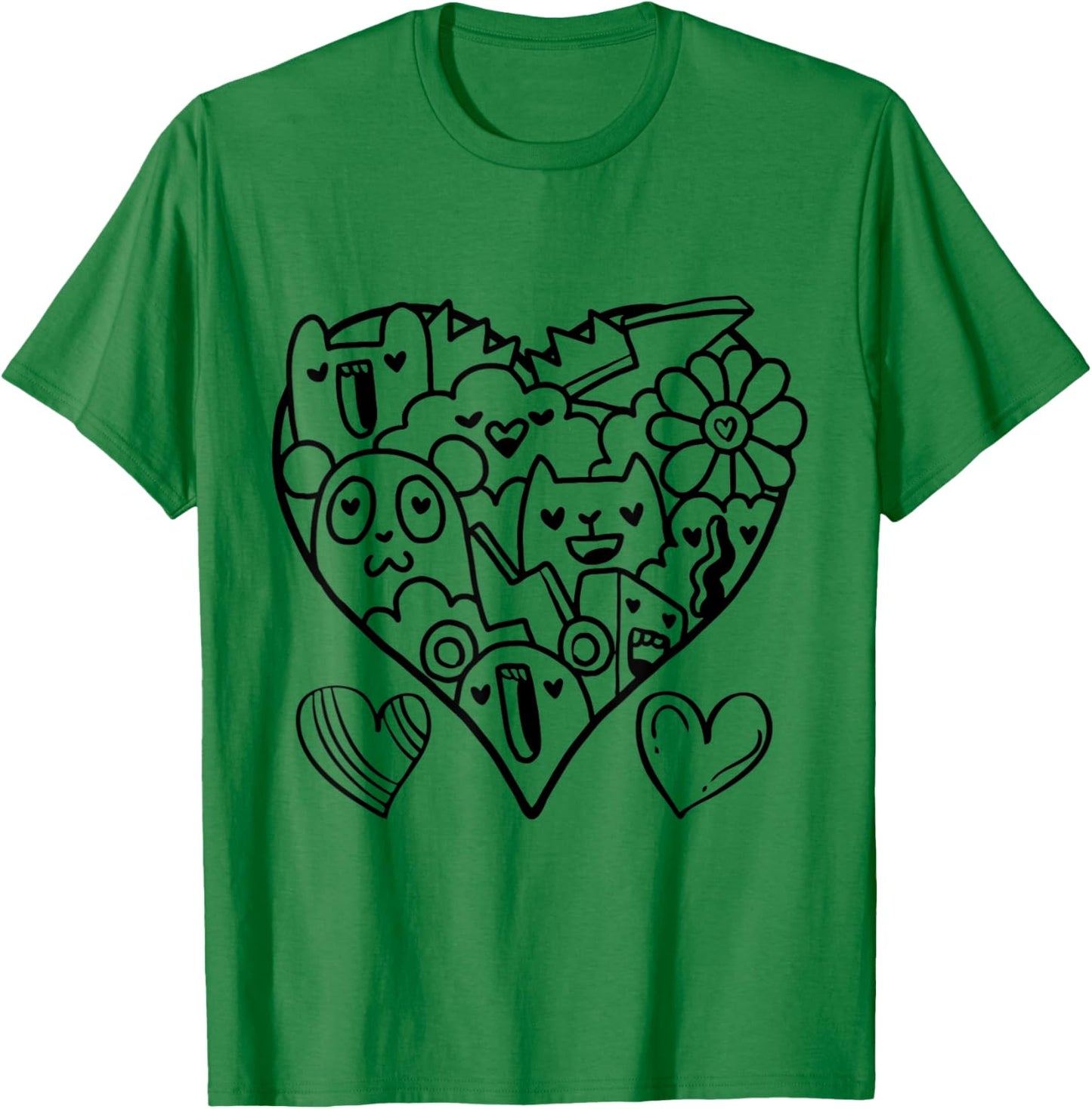 To Paint for Kids, Coloring Doodle Art Heart T-Shirt - T-Shirt | Irish Green