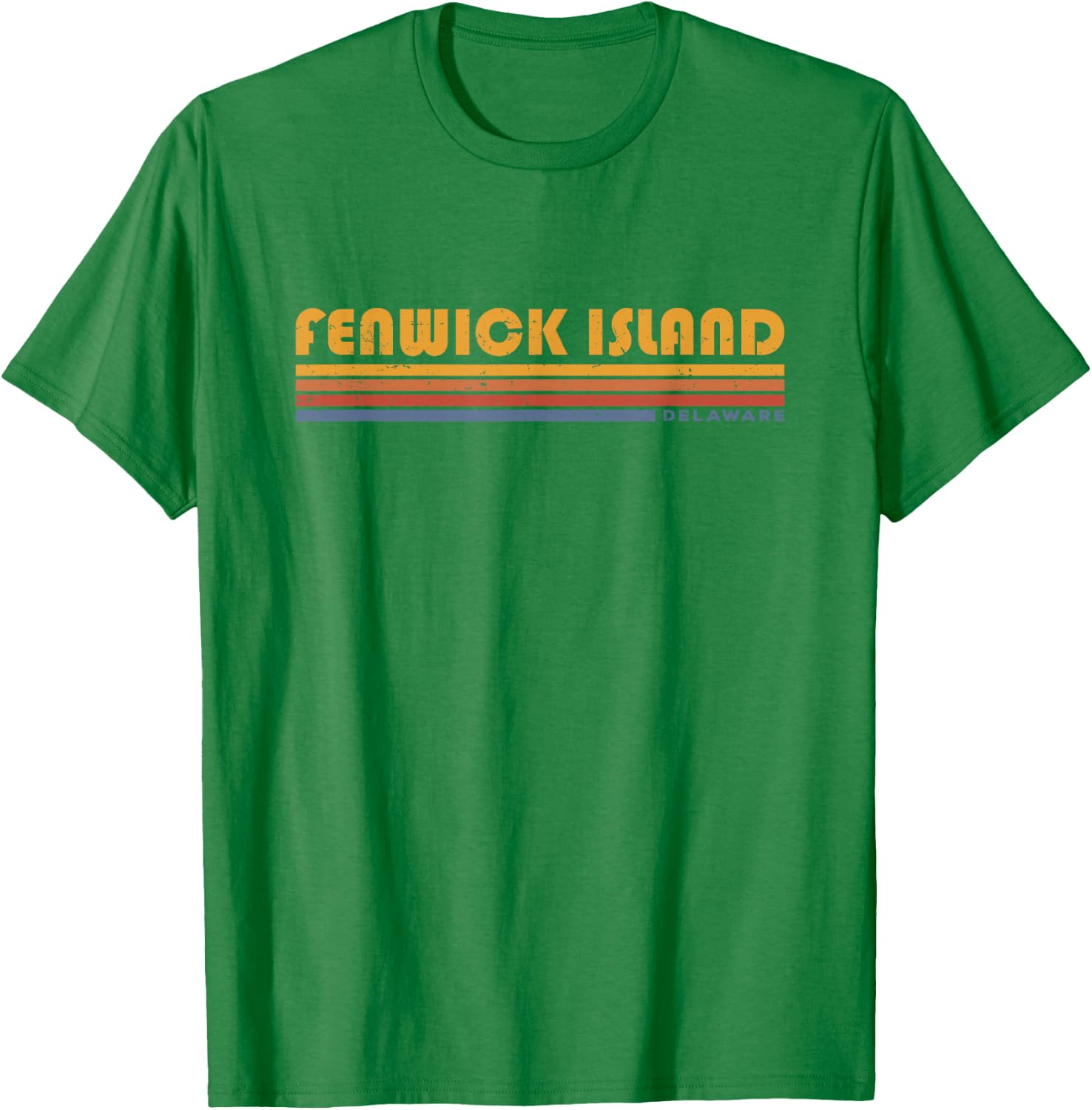 Vintage Fenwick Island, DE Delaware Retro 70s Style Vacay T-Shirt - T-Shirt | Irish Green