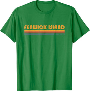 Vintage Fenwick Island, DE Delaware Retro 70s Style Vacay T-Shirt - T-Shirt | Irish Green