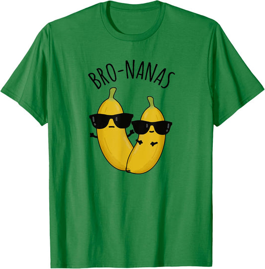 Cool Banana Brothers in Sunglasses, Banana Pun "BRO-NANAS" T-Shirt - T-Shirt | Irish Green