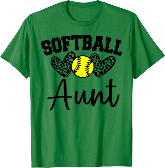 Personalized Softball Heart Cute Aunt Women Softball T-Shirt - T-Shirt | Irish Green