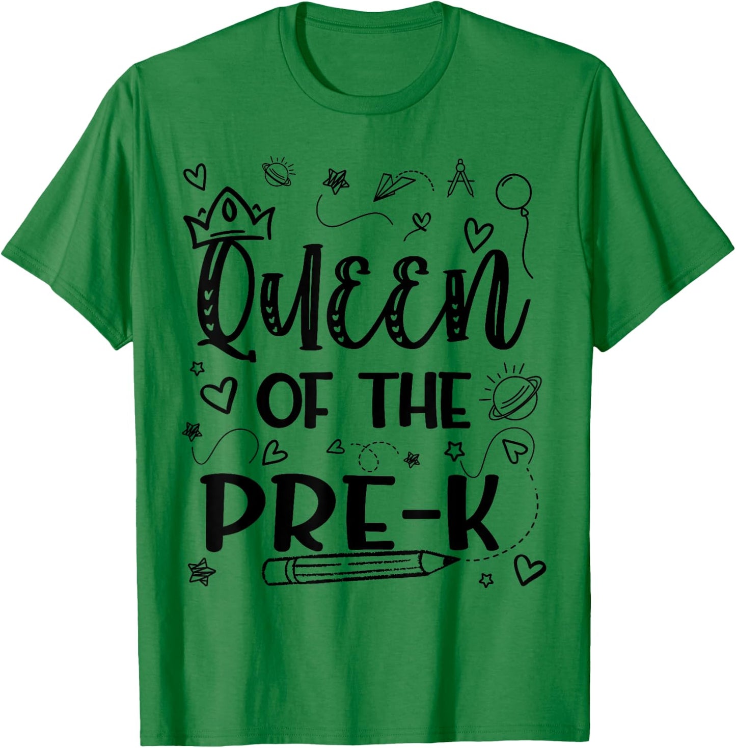 Queen Of Pre-K Back To School Pre K Gifts For Girls Kids T-Shirt - T-Shirt | Irish Green