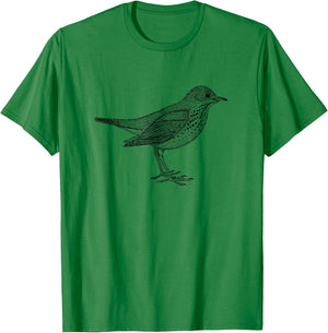 Hermit Thrush Bird Graphic Birdwatching T-Shirt - T-Shirt | Irish Green