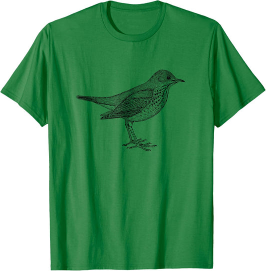 Hermit Thrush Bird Graphic Birdwatching T-Shirt - T-Shirt | Irish Green