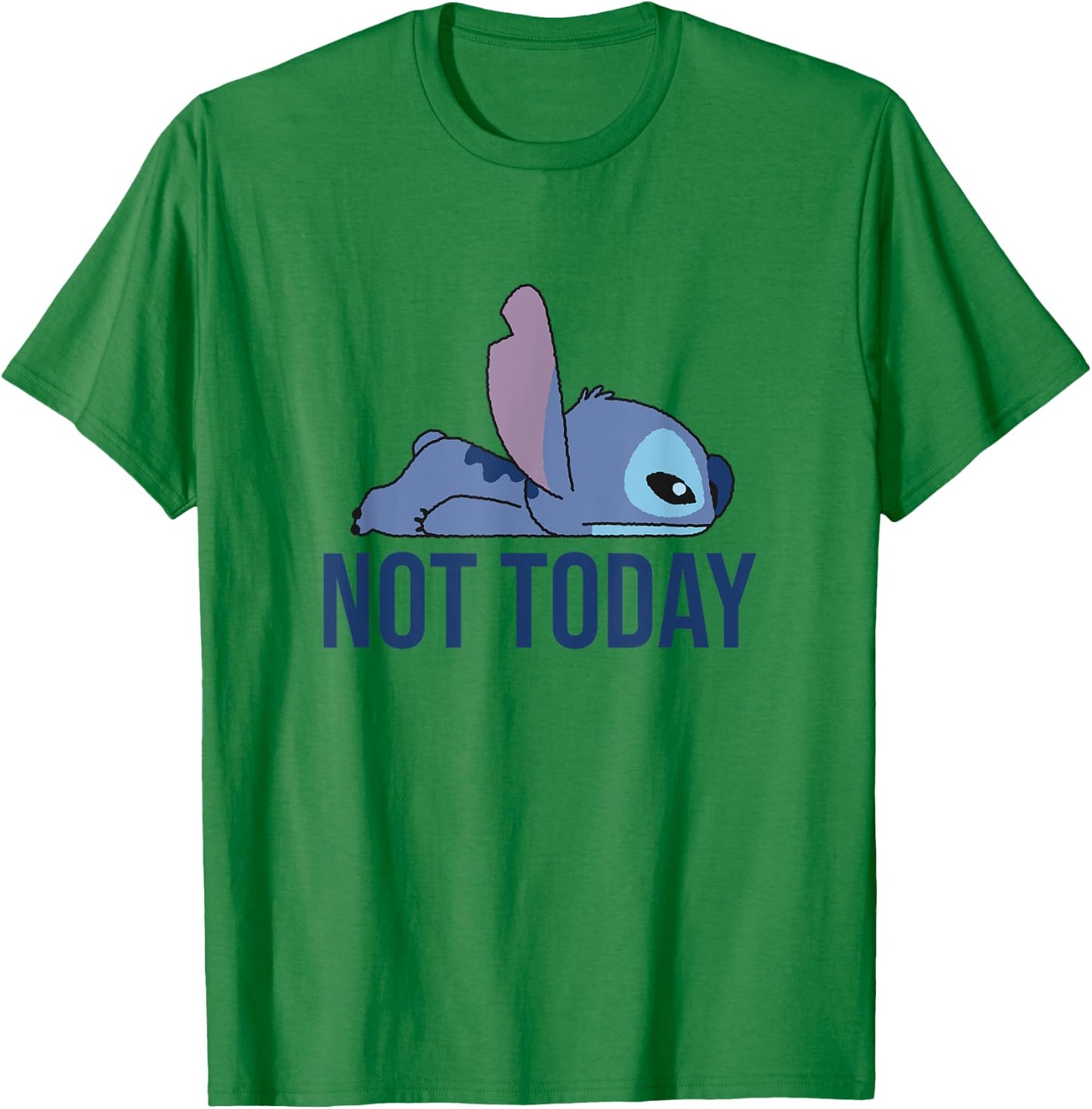 Disney Lilo & Stitch Not Today Lying Down Stitch Side View T-Shirt - T-Shirt | Irish Green