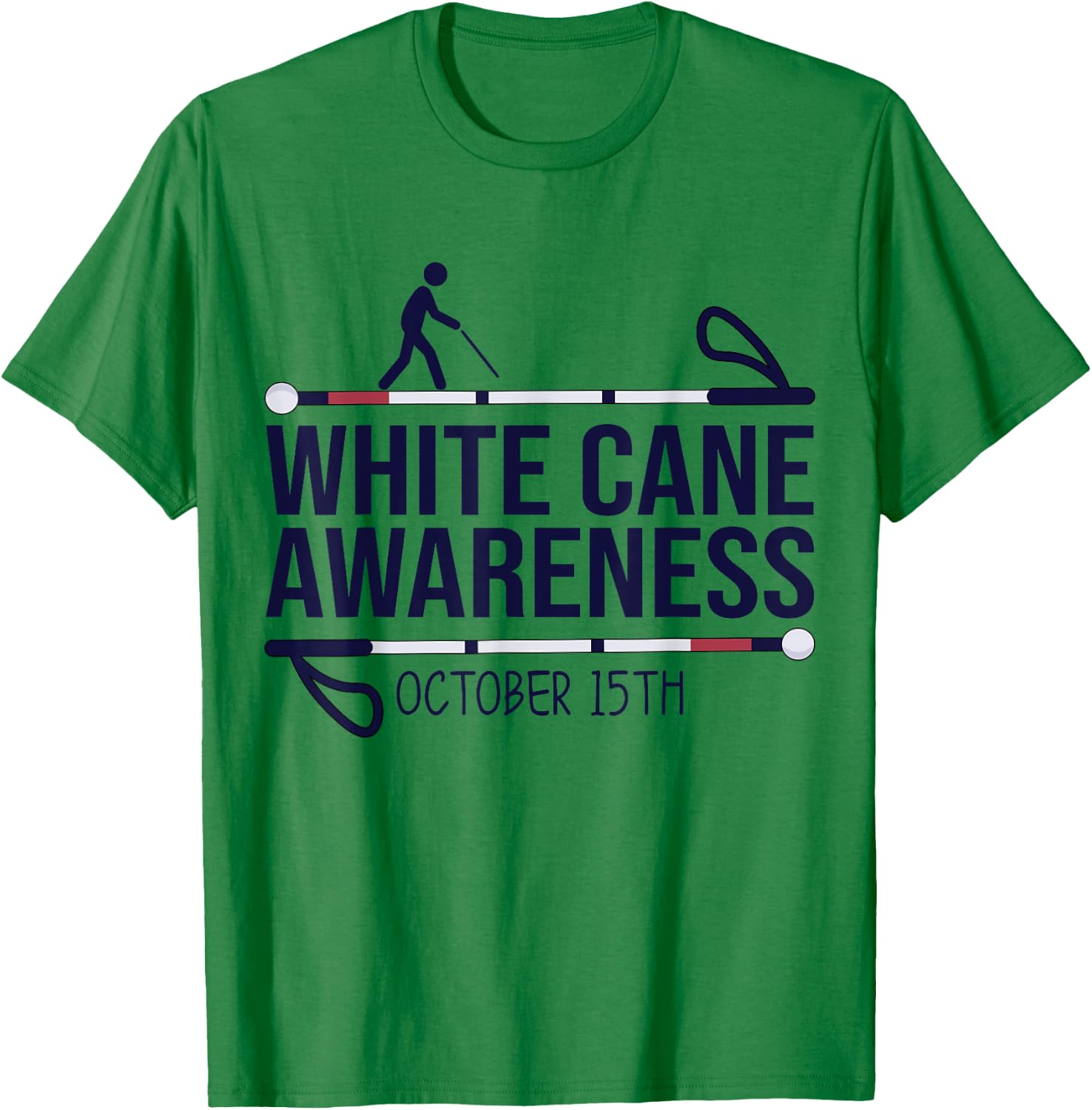 White Cane Day Awareness Day October 15th Visually Impaired T-Shirt - T-Shirt | Irish Green