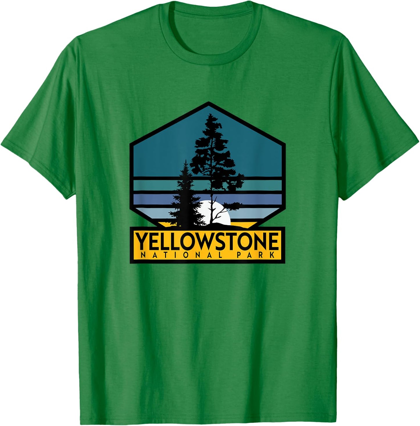 Yellowstone National Park Retro T-Shirt - T-Shirt | Irish Green