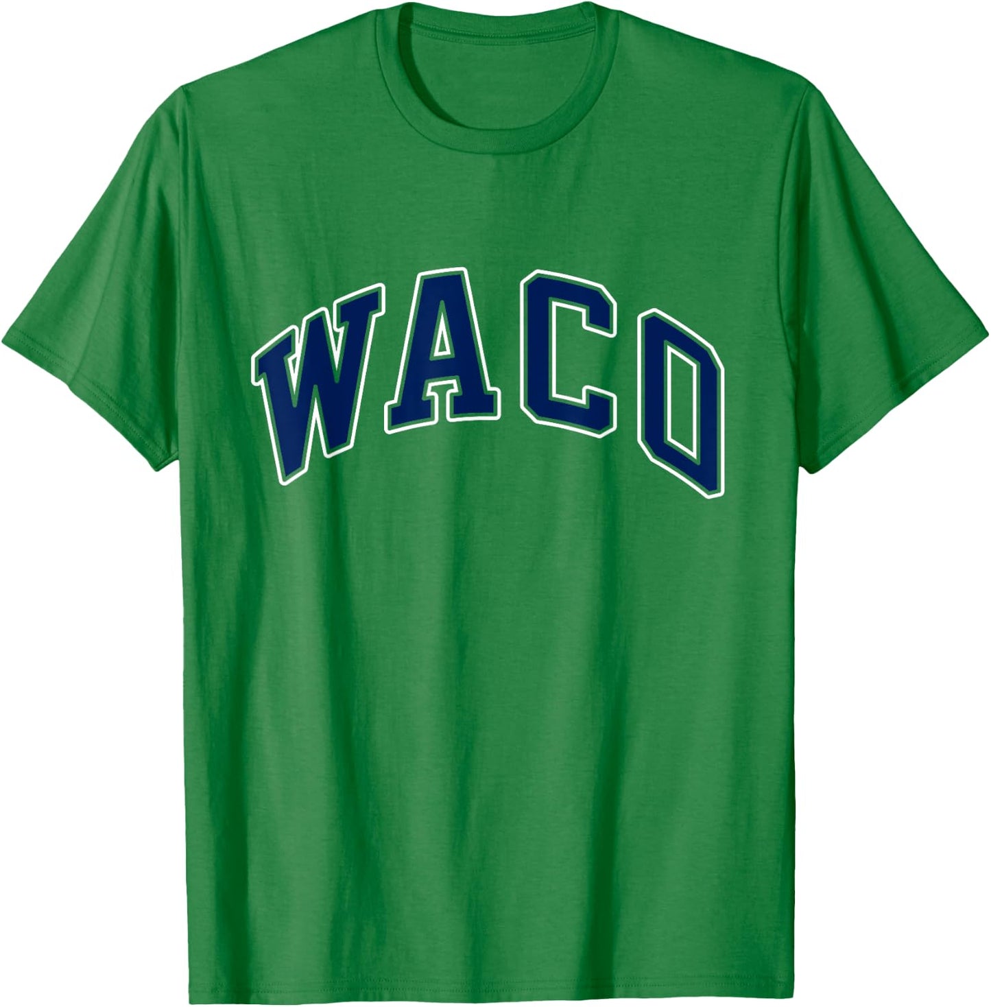 Waco Texas TX Varsity Style Navy Text T-Shirt - T-Shirt | Irish Green