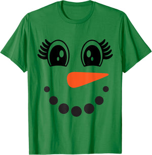 Snowman Girl Face For Girls Christmas Winter T-Shirt - T-Shirt | Irish Green