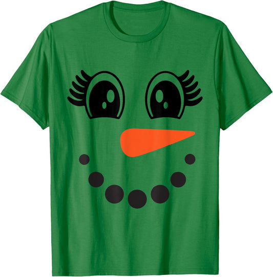 Snowman Girl Face For Girls Christmas Winter T-Shirt - T-Shirt | Irish Green